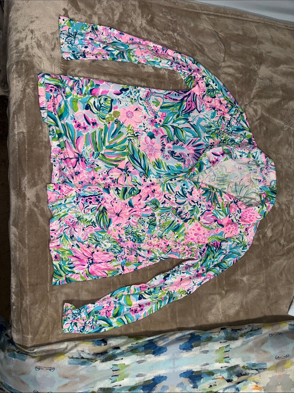 Lilly Pulitzer womens Long-Sleeve pajama top - Pink & Green